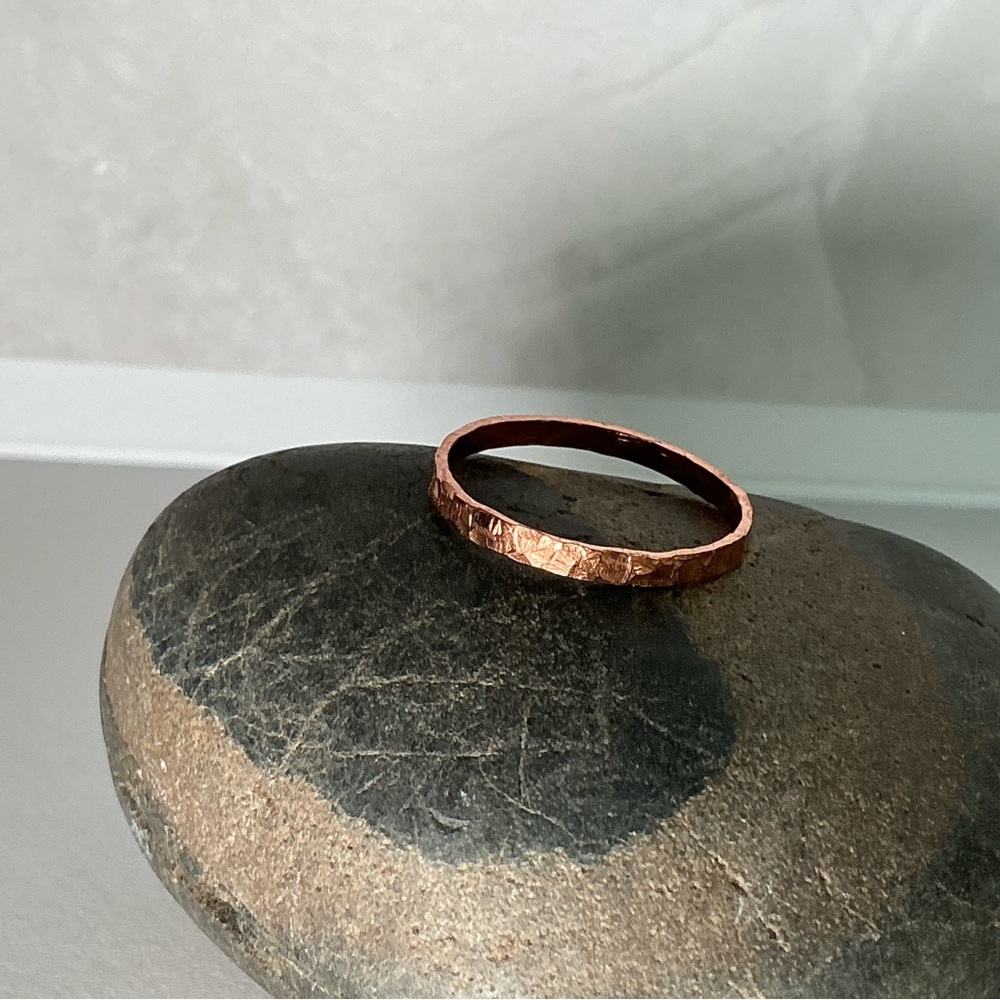 Raw Copper Ring Size 8.5 Band Jewelry Minimal Hammered Solid Handcrafted USA #B - Picture 4 of 12
